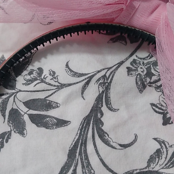 Nwot pink metal tutu bow tulle large avant garde slim thin skinny headband - Picture 10 of 16